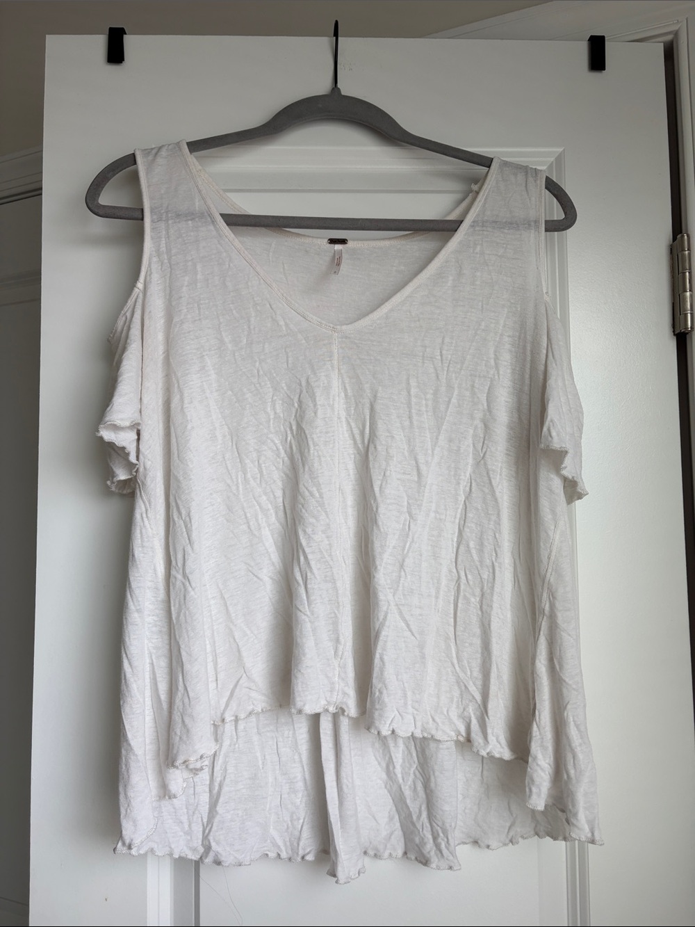 Free People Cream Cold-Shoulder V-Neck Tunic